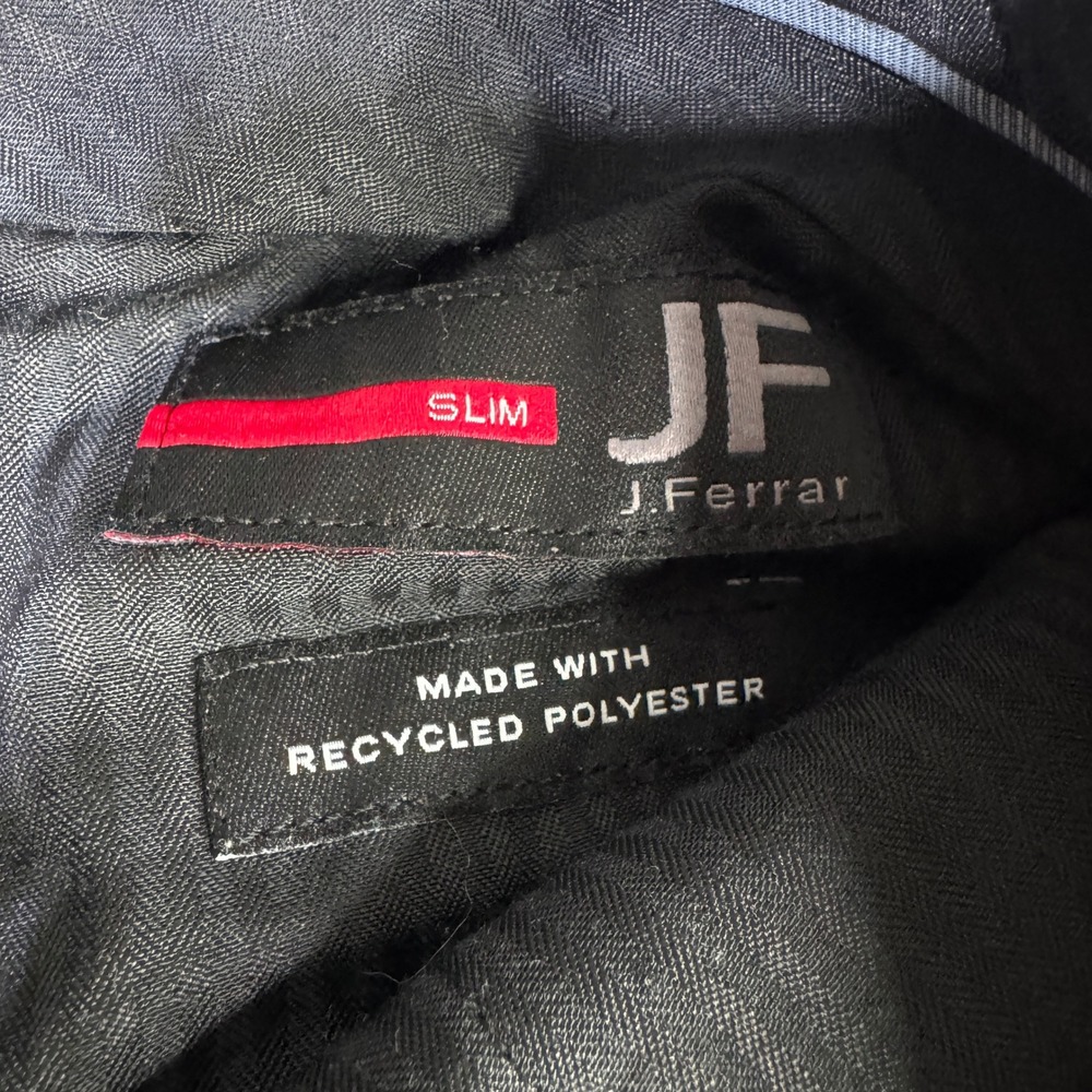 J Ferrar Mens Slim Fit Dress Pants Black Recycled Polyester Trousers 30x30 - Picture 2 of 10